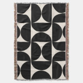 ミッドセンチュリーモダンヴィンテージパターン白黒 スローブランケット (正面縦)