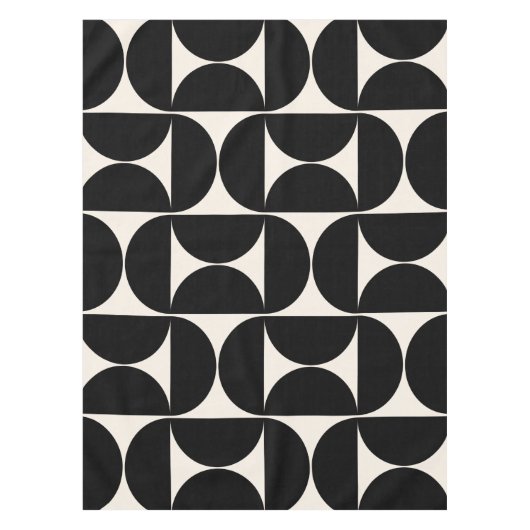 ミッドセンチュリーモダンヴィンテージパターン白黒 テーブルクロス (正面)