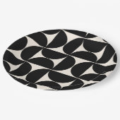 ミッドセンチュリーモダンヴィンテージパターン白黒 ペーパープレート (アングル)
