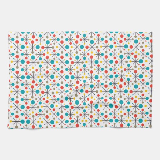 ミッドセンチュリーモダンヴィンテージレトロ抽象芸術アート キッチンタオル (横)