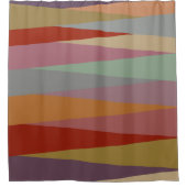 ミッドセンチュリーモダン三角形カラフル シャワーカーテン (正面)