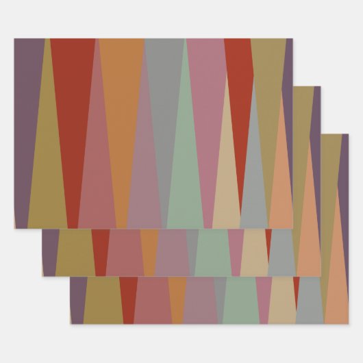 ミッドセンチュリーモダン三角形カラフル ラッピングペーパーシート (セット)