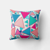 ミッドセンチュリーモダン三角形、ターコイズ、サンゴ クッション (裏面)