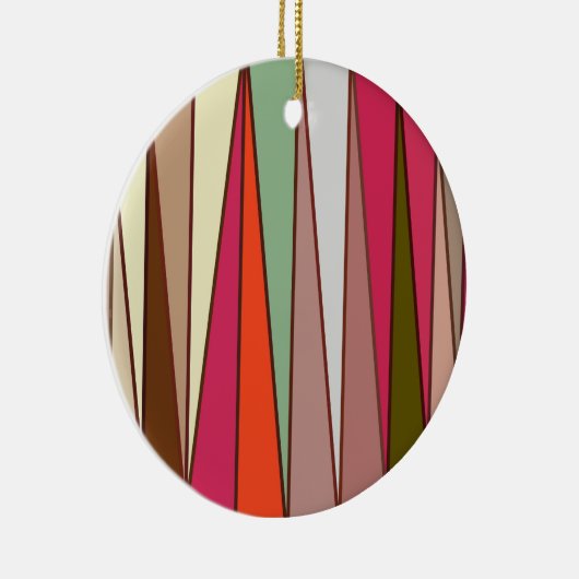 ミッドセンチュリーモダン三角形、トープ&明るい赤紫色ピンク セラミックオーナメント (右)