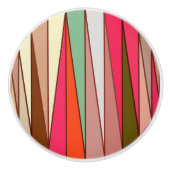 ミッドセンチュリーモダン三角形、トープ&明るい赤紫色ピンク セラミックノブ (正面)