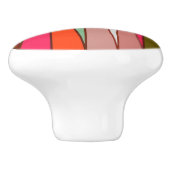 ミッドセンチュリーモダン三角形、トープ&明るい赤紫色ピンク セラミックノブ (側面)