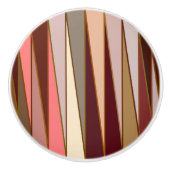 ミッドセンチュリーモダン三角形、ブラウン、ベージュ、サンゴ セラミックノブ (正面)