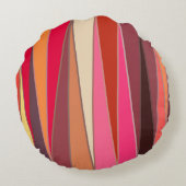 ミッドセンチュリーモダン三角形、明るい赤紫色、ブラウン ラウンドクッション (裏面)