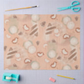 ミッドセンチュリーモダン丸オーガニック形幾何学ピーチ 薄葉紙 (クラフト)