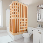 ミッドセンチュリーモダン円の線オレンジ シャワーカーテン (インサイチュ)