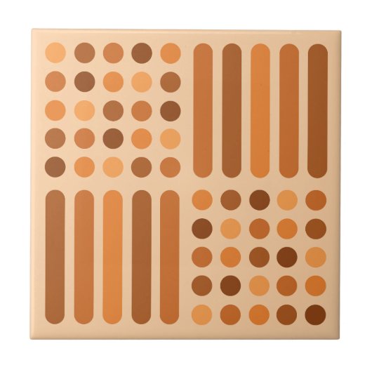 ミッドセンチュリーモダン円の線オレンジ タイル (正面)