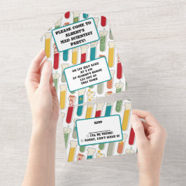 ミッドセンチュリーモダン化学試験管ストライプ オールインワン招待状