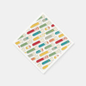 ミッドセンチュリーモダン化学試験管ストライプ スタンダードカクテルナプキン (角)