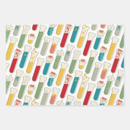 ミッドセンチュリーモダン化学試験管ストライプ ラッピングペーパーシート