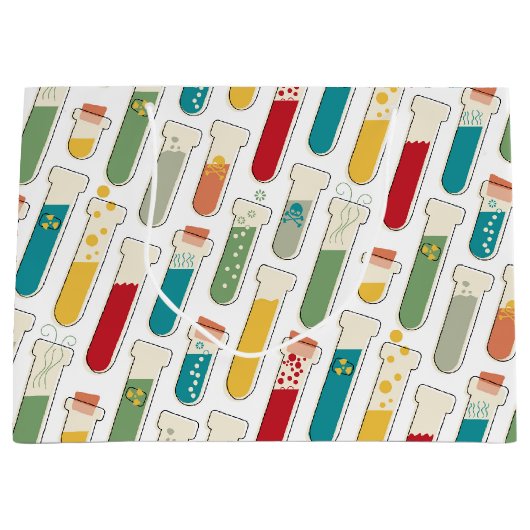 ミッドセンチュリーモダン化学試験管ストライプ ラージペーパーバッグ (正面)