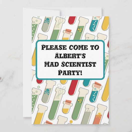 ミッドセンチュリーモダン化学試験管ストライプ 招待状 (正面)