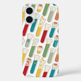 ミッドセンチュリーモダン化学試験管ストライプ iPhone 16ケース