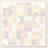 ミッドセンチュリーモダン半の円黄色とオレンジ ガラスコースター (裏面)