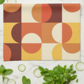 ミッドセンチュリーモダン半の円黄色とオレンジ キッチンタオル (折り畳み)