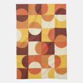 ミッドセンチュリーモダン半の円黄色とオレンジ キッチンタオル (縦)