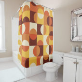 ミッドセンチュリーモダン半の円黄色とオレンジ シャワーカーテン (インサイチュ)