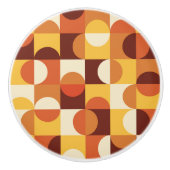 ミッドセンチュリーモダン半の円黄色とオレンジ セラミックノブ (正面)