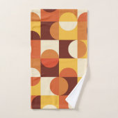 ミッドセンチュリーモダン半の円黄色とオレンジ バスタオルセット (ハンドタオル)