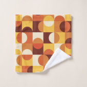 ミッドセンチュリーモダン半の円黄色とオレンジ バスタオルセット (ウォッシュタオル)