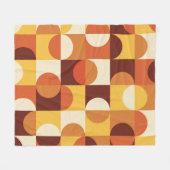 ミッドセンチュリーモダン半の円黄色とオレンジ フリースブランケット (正面(横))