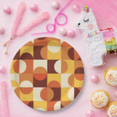 ミッドセンチュリーモダン半の円黄色とオレンジ ペーパープレート (パーティー)