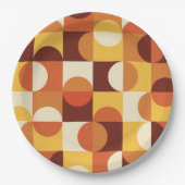 ミッドセンチュリーモダン半の円黄色とオレンジ ペーパープレート (正面)