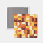 ミッドセンチュリーモダン半の円黄色とオレンジ マグネット (正面/裏面)