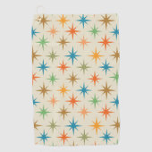 ミッドセンチュリーモダン原子カラフルスターバスト ゴルフタオル (正面)