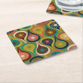 ミッドセンチュリーモダン原子滴レトロパターン スクエアペーパーコースター (アングル)