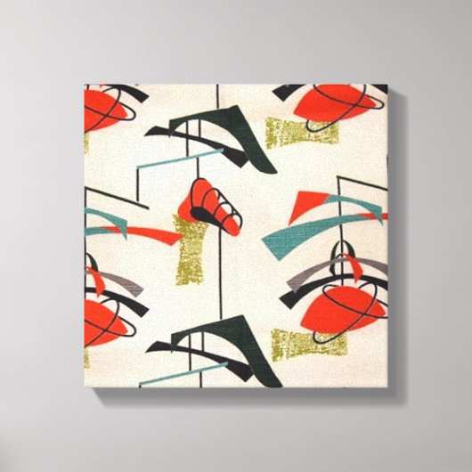 ミッドセンチュリーモダン原子織物のストレッチされたキャンバス キャンバスプリント (正面)