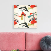 ミッドセンチュリーモダン原子織物のストレッチされたキャンバス キャンバスプリント (インサイチュ (リビング))