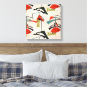 ミッドセンチュリーモダン原子織物のストレッチされたキャンバス キャンバスプリント (インサイチュ (寝室))