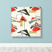 ミッドセンチュリーモダン原子織物のストレッチされたキャンバス キャンバスプリント (インサイチュ (ウッドフロア))