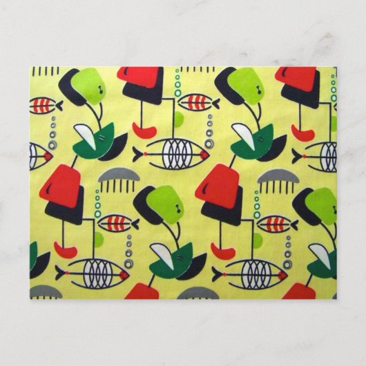 ミッドセンチュリーモダン原子魚はがき ポストカード (正面)