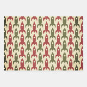 ミッドセンチュリーモダン宇宙時代レトロ50sクリスマス ラッピングペーパーシート (正面)