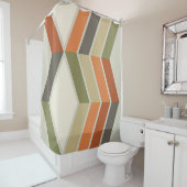 ミッドセンチュリーモダン対角線ストライプオレンジ シャワーカーテン (インサイチュ)