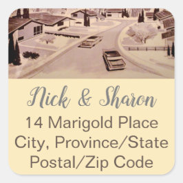 ミッドセンチュリーモダン封筒用シール住所 シール