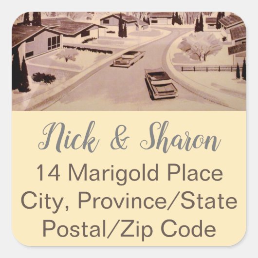 ミッドセンチュリーモダン封筒用シール住所 シール (正面)