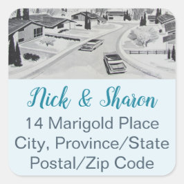 ミッドセンチュリーモダン封筒用シール住所 シール