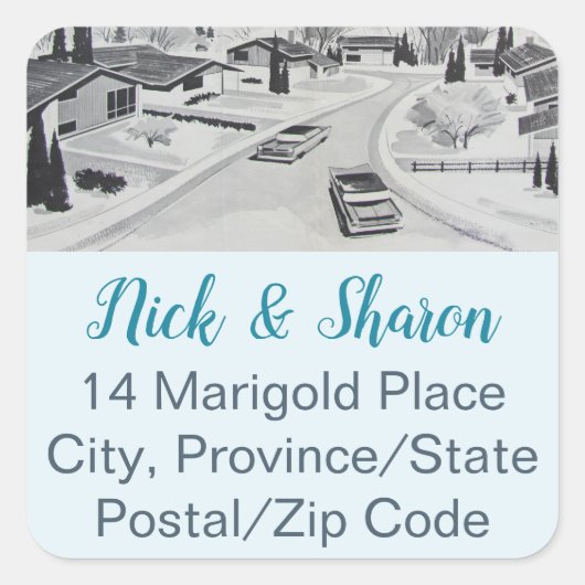 ミッドセンチュリーモダン封筒用シール住所 シール (正面)