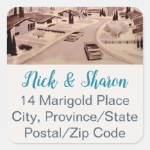 ミッドセンチュリーモダン封筒用シール住所 シール