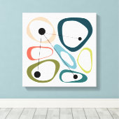 ミッドセンチュリーモダン小石 キャンバスプリント (インサイチュ (ウッドフロア))