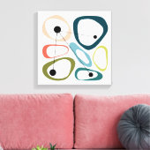 ミッドセンチュリーモダン小石 キャンバスプリント (インサイチュ (リビング))