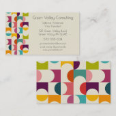 ミッドセンチュリーモダン幾何カラフルプリント 名刺 (正面/裏面)
