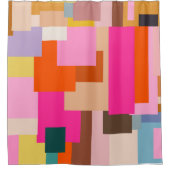 ミッドセンチュリーモダン幾何カラフル抽象芸術 シャワーカーテン (正面)